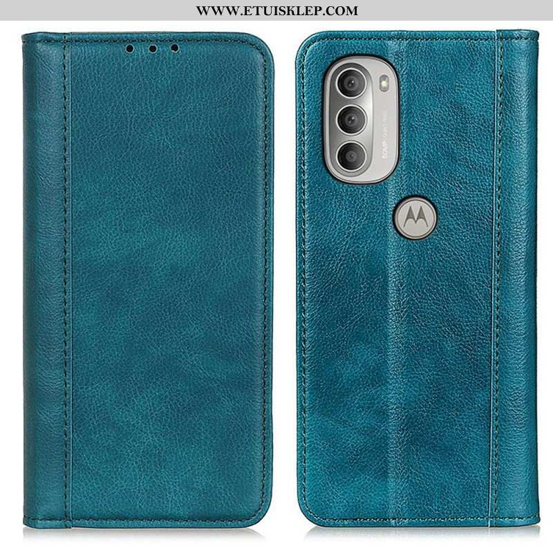 Etui Na Telefon do Moto G51 5G Etui Folio Elegancka Dwoina Skóry Liczi